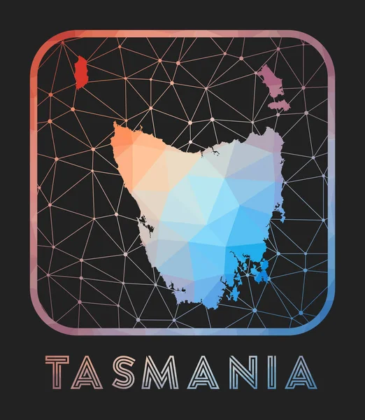 태즈메이니아 지도 디자인 Vector low poly map of the island Tasmania icon in geometry style — 스톡 벡터