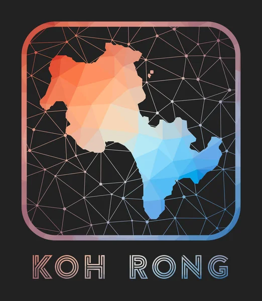 Koh Rong design mapy Vektor nízká poly mapa ostrova Koh Rong ikona v geometrickém stylu Ostrov — Stockový vektor