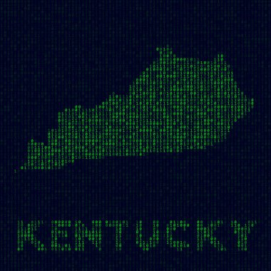 Kentucky 'nin dijital logosu ABD' nin Birleşik Devletler hacker tarzı ikili kod haritası ve ABD eyaleti