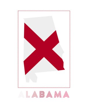 Alabama 'nın Alabama Logo Haritası' nda adımız ve bayrağımız var.