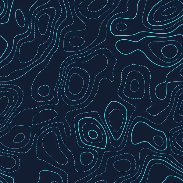 Mapa topográfico Mapa topográfico real Diseño futurista inconsútil cool azulable isolines pattern — Vector de stock