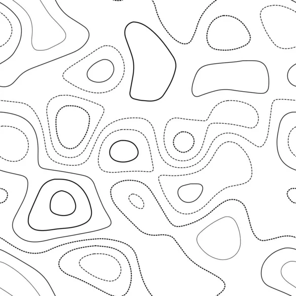 Topografía abstracta Mapa topográfico real Diseño sin costura en blanco y negro agradable azulejo — Vector de stock