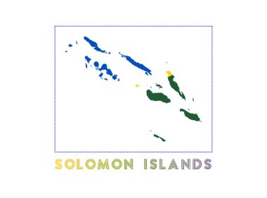 Solomon Adaları Logo Haritası Ülke adı ve bayrak çekici vektörü