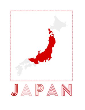 Japonya Logo Haritası Ülke adı ve bayrak vektör illüstrasyonuyla