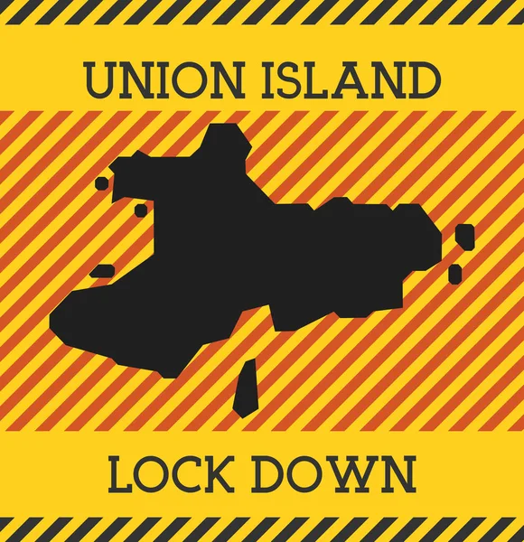 Union Island Lock Down Sign Gele eiland pandemie gevaar pictogram Vector illustratie — Stockvector