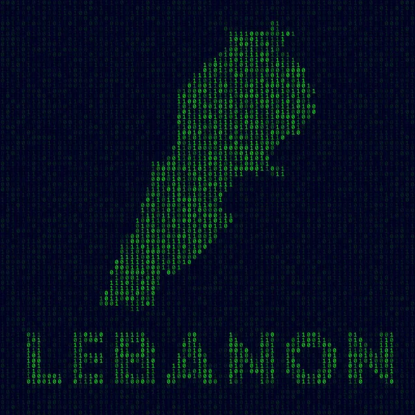 Digital Lebanon logo Country symbol in hacker style Binary code map of Lebanon with country name