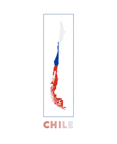 Chile Logo Mapa de Chile con nombre del país y bandera Hermosa ilustración vectorial — Vector de stock