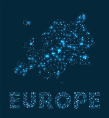 Avrupa ağ haritası kıta İnternet bağlantılarının soyut geometrik haritası ve