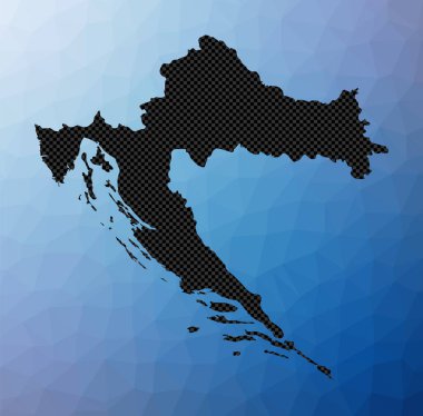 Hırvatistan 'ın geometrik haritası Hırvatistan' ın düşük poli stili büyüleyici ülke vektörü şeklindeki Stencil şekli