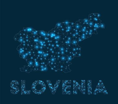 Slovenya ağ haritası ülkenin İnternet bağlantılarının soyut geometrik haritası ve