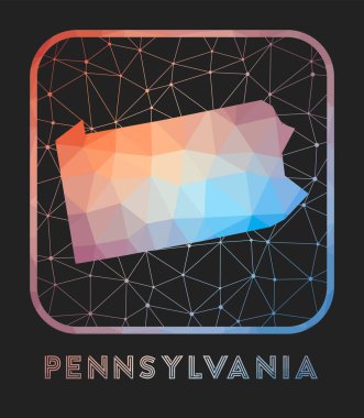 Pennsylvania harita tasarımı Vector düşük poli haritası Geometrik tarzda ABD Pennsylvania simgesi