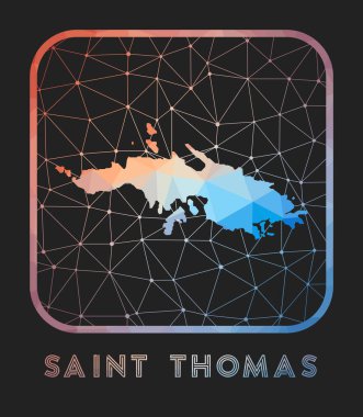 Saint Thomas harita tasarımı Vector düşük poli haritası Geometrik tarzda Saint Thomas simgesi