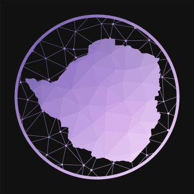 Zimbabwe simgesi, ülkenin çokgen ülke haritası Zimbabwe simgesi geometrik tarzda Ülke