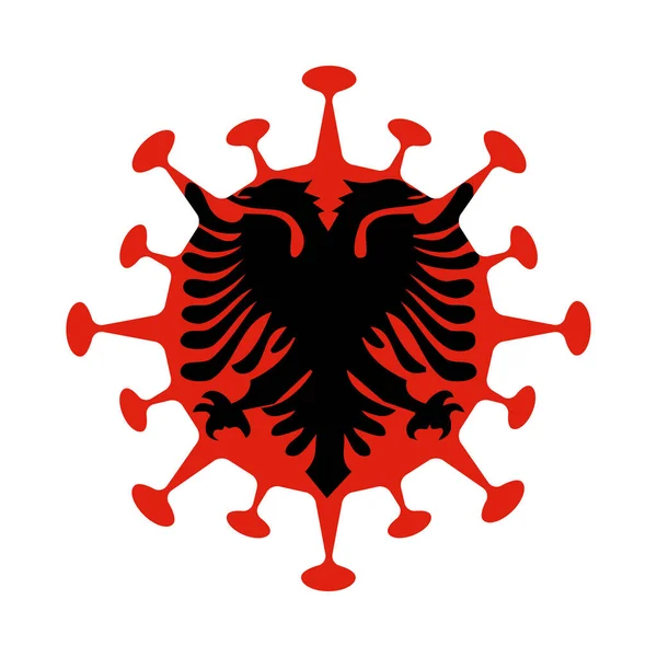 Bandiera dell'Albania in forma di virus Paese segno Vettoriale illustrazione — Vettoriale Stock