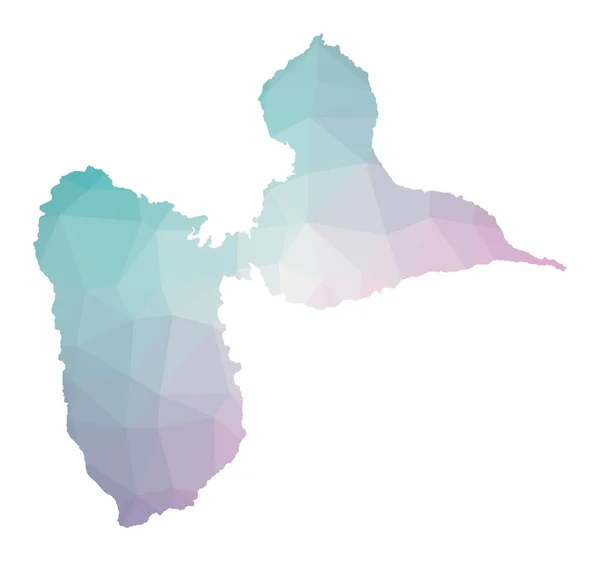 BasseTerre Island térképe A sziget geometriai ábrázolása smaragd ametisztben — Stock Vector