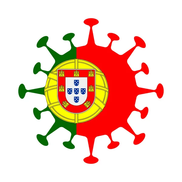 Bandeira de Portugal em forma de vírus Sinal de país Ilustração vetorial — Vetor de Stock