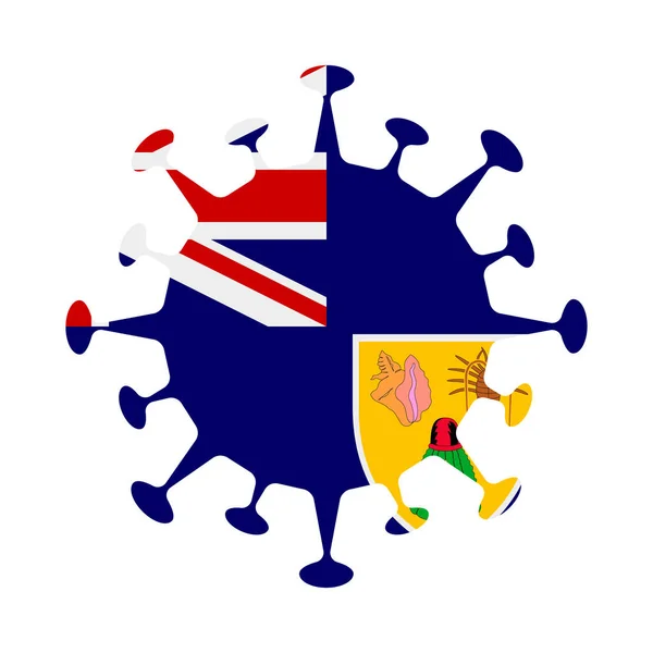Bandiera dei Turchi e Caicos in forma di virus Segno di campagna Illustrazione vettoriale — Vettoriale Stock