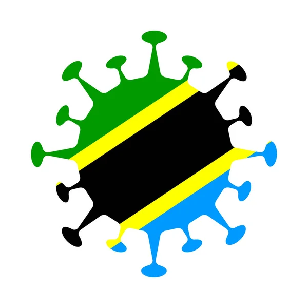 ( 영어 ) Flag of Tanzania in virus shape Country sign Vector illustration — 스톡 벡터