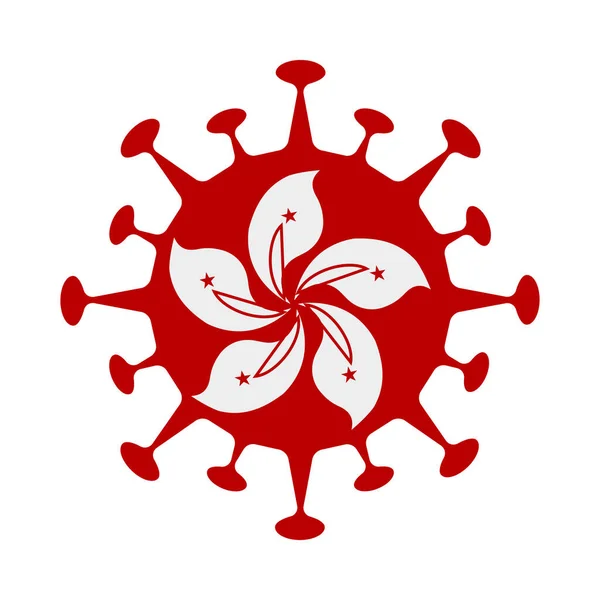 Bandera de Hong Kong en forma de virus Signo de país Vector illustration — Archivo Imágenes Vectoriales
