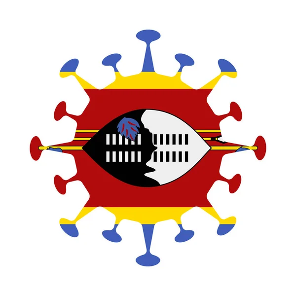 ( 영어 ) Flag of Eswatini in virus shape Country sign Vector illustration — 스톡 벡터