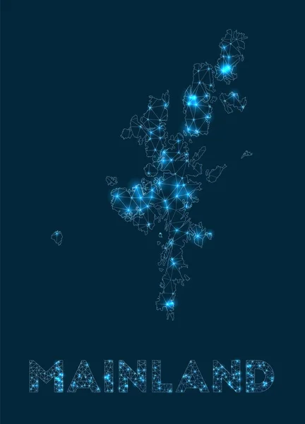 Mapa pevninské sítě Abstraktní geometrická mapa ostrova Připojení k internetu a — Stockový vektor