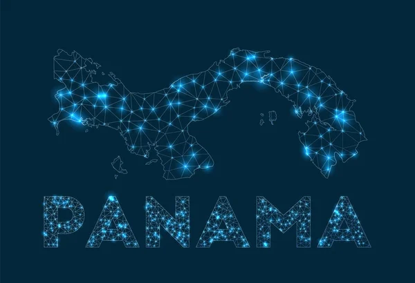 Mapa de la red de Panamá Mapa geométrico abstracto del país Conexiones a Internet y — Vector de stock