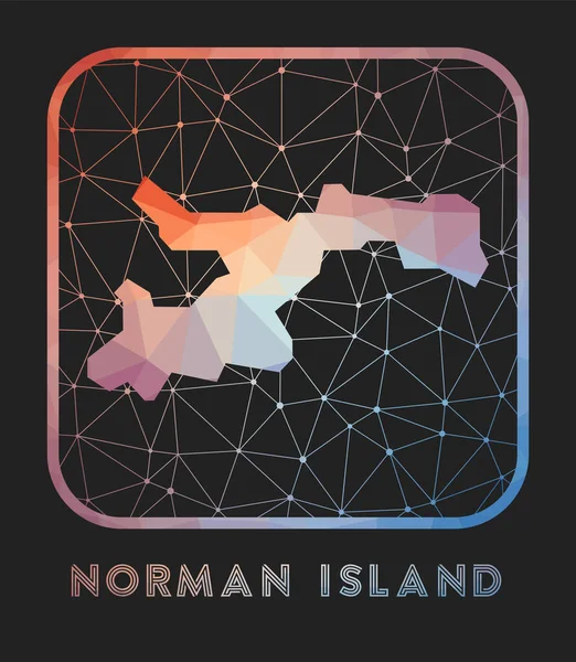 Mapa de diseño de mapas de la isla Norman Vector de bajo polígono del icono de la isla Norman en estilo geométrico. — Vector de stock