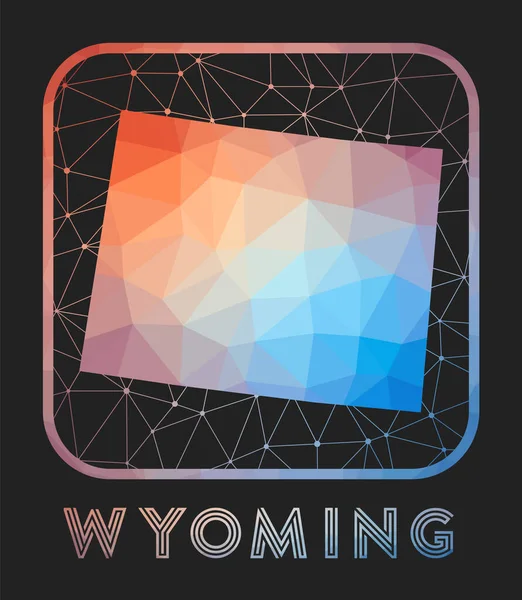 Wyoming map design Vector low poly map of the us state Wyoming icon in geometric style The us — Stock Vector