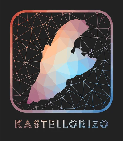 Kastellorizo mapa diseño Vector bajo poli mapa de la isla Kastellorizo icono en estilo geométrico — Vector de stock