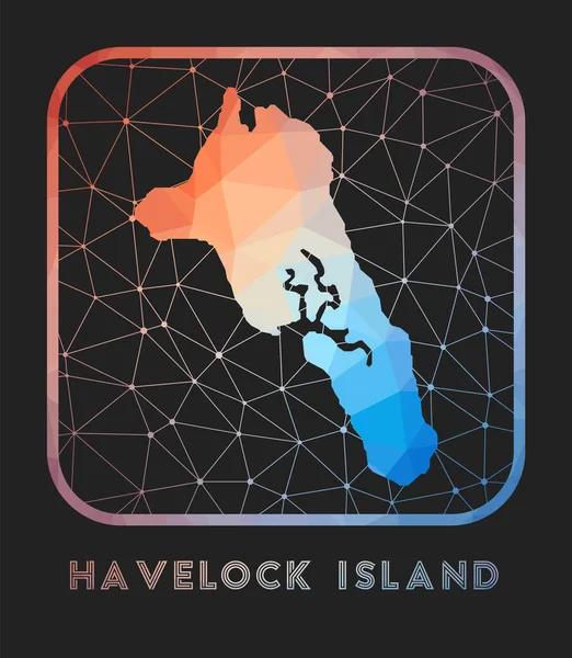 Havelock Island map design Vector low polymap of the island Havelock Island icon in geometric. — Vector de stock