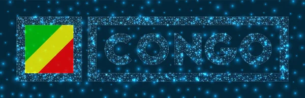 Congo badge Vlag van Congo in gloeiende netwerk geometrische stijl Aantrekkelijke vector illustratie — Stockvector