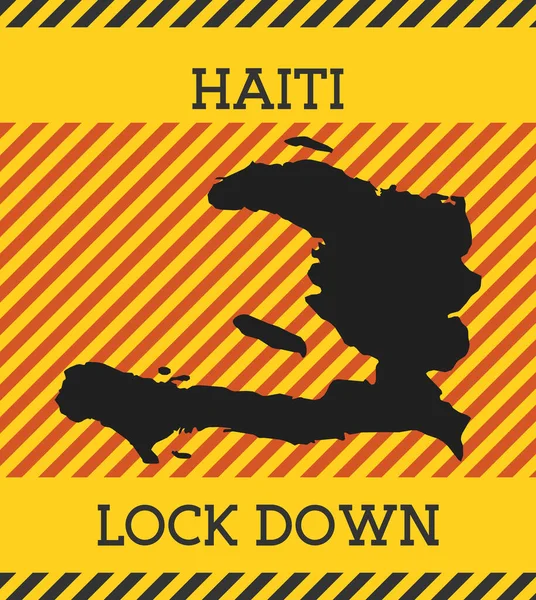 Haiti Lock Down Sign Žlutá země pandemické nebezpečí ikona Vektorové ilustrace — Stockový vektor