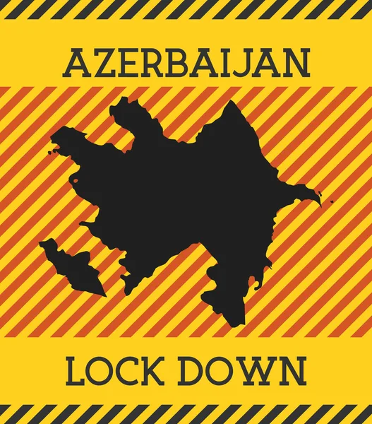 Azerbaiyán Lock Down Sign País amarillo pandemia peligro icono Vector ilustración — Vector de stock