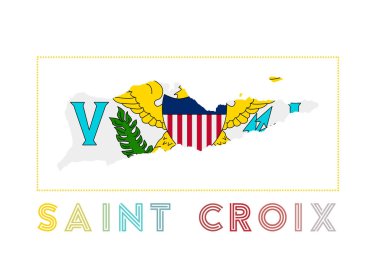 Saint Croix Logo Saint Croix ada adı ve bayrak Yaratıcı vektör çizimi