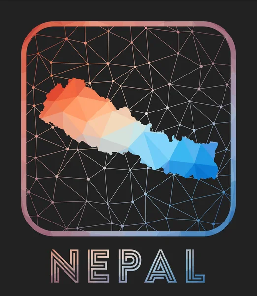 Nepal mapa de diseño de mapa Vector bajo polímero mapa del país de Nepal icono en estilo geométrico El país. — Vector de stock