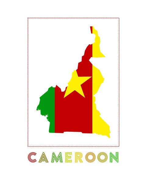 Mapa del Logo Camerún de Camerún con nombre de país y bandera Classy ilustración vectorial. — Vector de stock