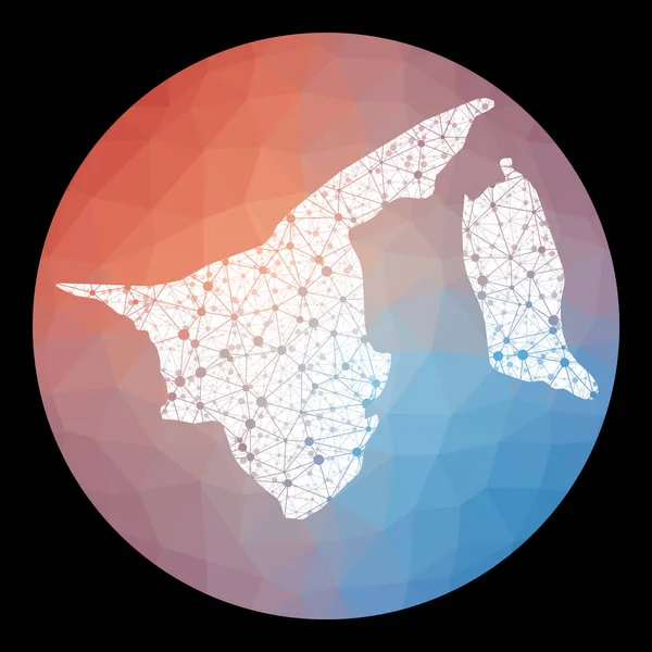 ベクトルネットワークブルネイ地図低ポリの背景を持つ国の地図丸みを帯びたブルネイイラスト — ストックベクタ