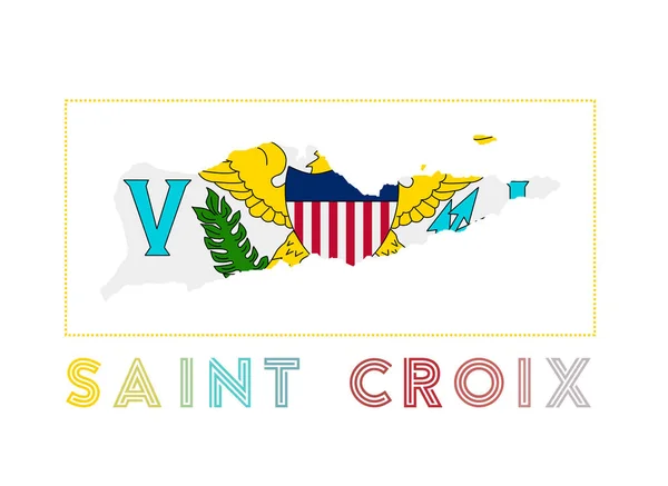 Логотип Сент-Круа Карта Сент-Круа с названием острова и флагом — стоковый вектор