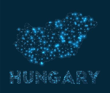 Macaristan ağ haritası ülkenin internet bağlantılarının soyut geometrik haritası ve