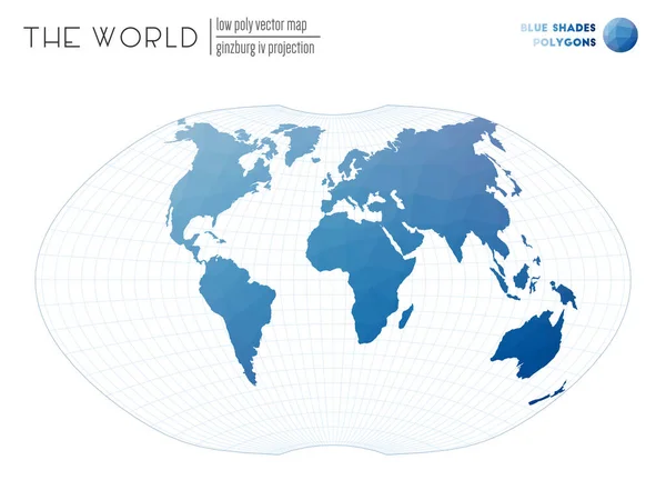 世界金茨堡四号投影蓝影彩色多边形的低聚合体设计 — 图库矢量图片