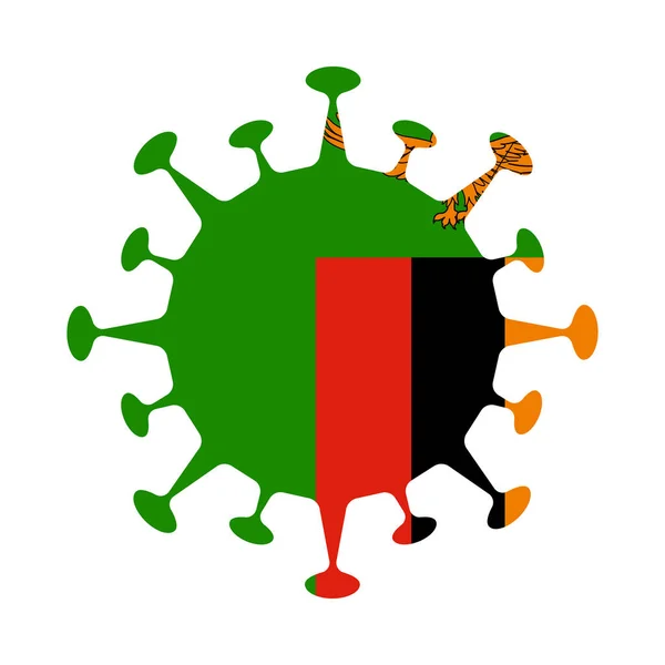 Flag af Zambia i virusform Landtegn Vector illustration – Stock-vektor