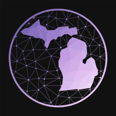 Michigan simgesi ABD eyaleti Michigan ikonunun geometrik şekildeki çokgen haritası ABD eyaleti