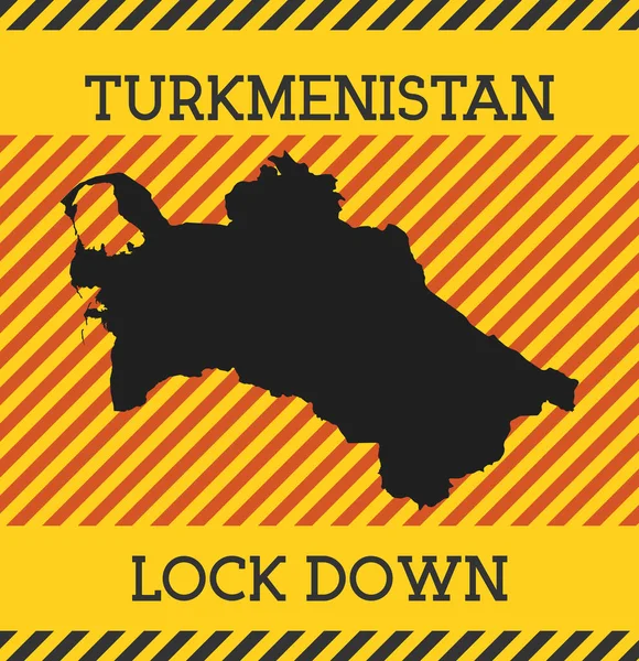 Turkmenistan Lock Down Sign Gele land pandemie gevaar pictogram Vector illustratie — Stockvector