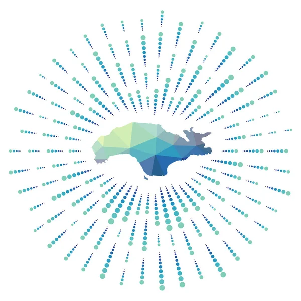 Forme de Samos coup de soleil polygonal Carte de l'île avec des rayons étoilés colorés Illustration de Samos en — Image vectorielle