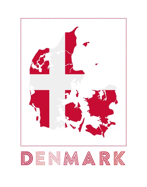 丹麦标识图，附有国名和国旗趋势矢量图解 — 图库矢量图片