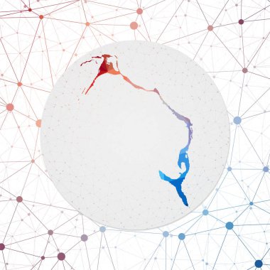 Ada geometrik stil posterindeki Eleuthera Teknolojisinin soyut vektör haritası Çokgen