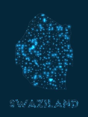 Svaziland ağ haritası ülkenin internet bağlantılarının soyut geometrik haritası ve