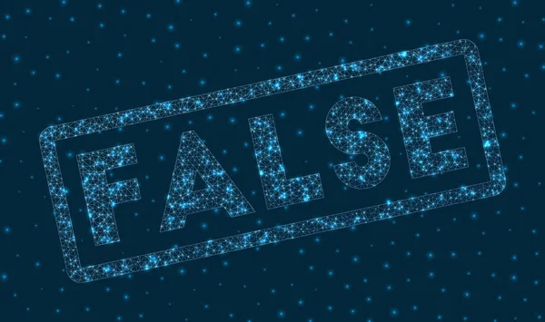Palavra FALSE em estilo digital Insígnia FALSE geométrica brilhante Ilustração vetorial criativa —  Vetores de Stock