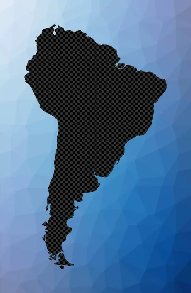 Геометрична карта Південної Америки Stencil form of South America in low poly style Authentic continent — стоковий вектор