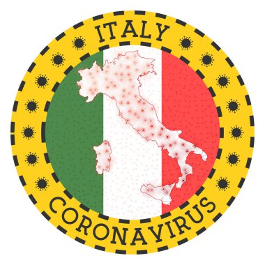 İtalya 'da Coronavirus, İtalya şeklinde yuvarlak rozet imzaladı.